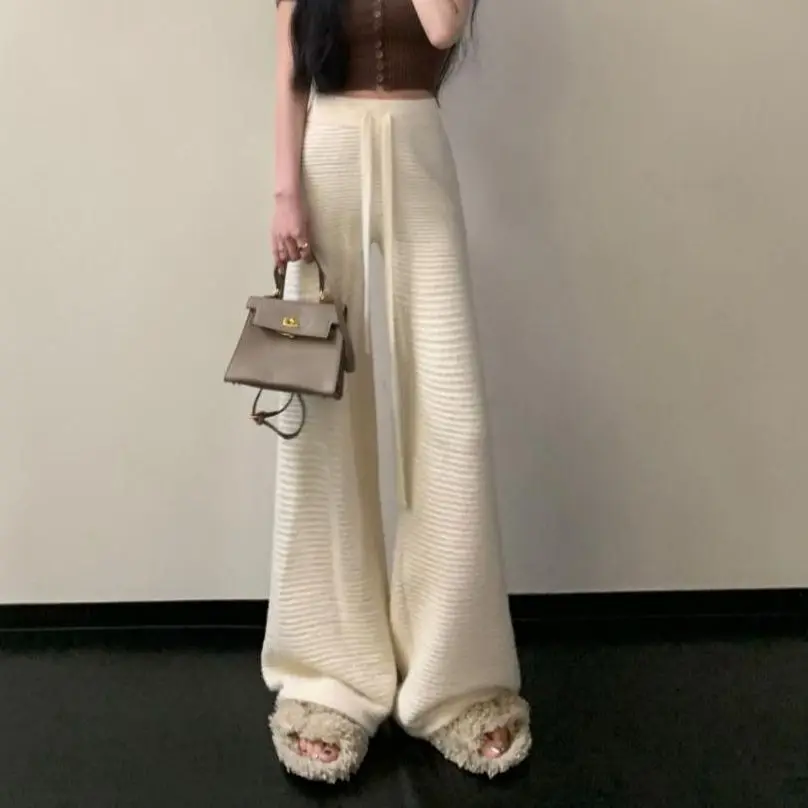 H.sa Autumn Winter Long Maxi Solid Wide Leg Knitted Pants Women's Clothing Drawstring High Waist Casual Thick Trouser for Female
H.sa Autumn Winter Long Maxi Solid Wide Leg Knitted Pants Women's Clothing Drawstring High Waist Casual Thick Trouser for Female