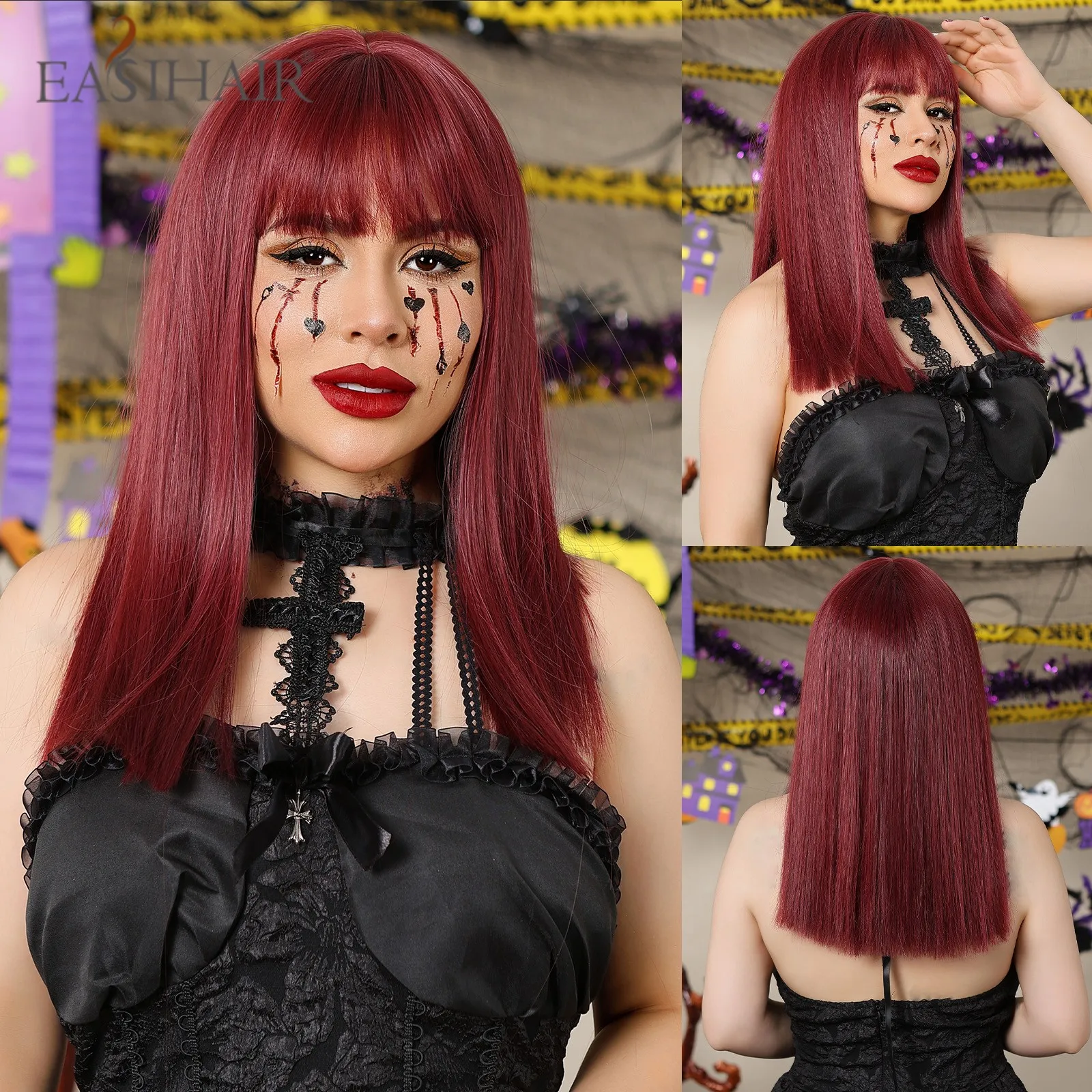 EASIHAIR Wine Red Long Synthetic Hair Wigs Natural Straight Cosplay Lolita Cute Wig with Bangs for Women Heat Resistant Fiber
EASIHAIR Wine Red Long Synthetic Hair Wigs Natural Straight Cosplay Lolita Cute Wig with Bangs for Women Heat Resistant Fiber