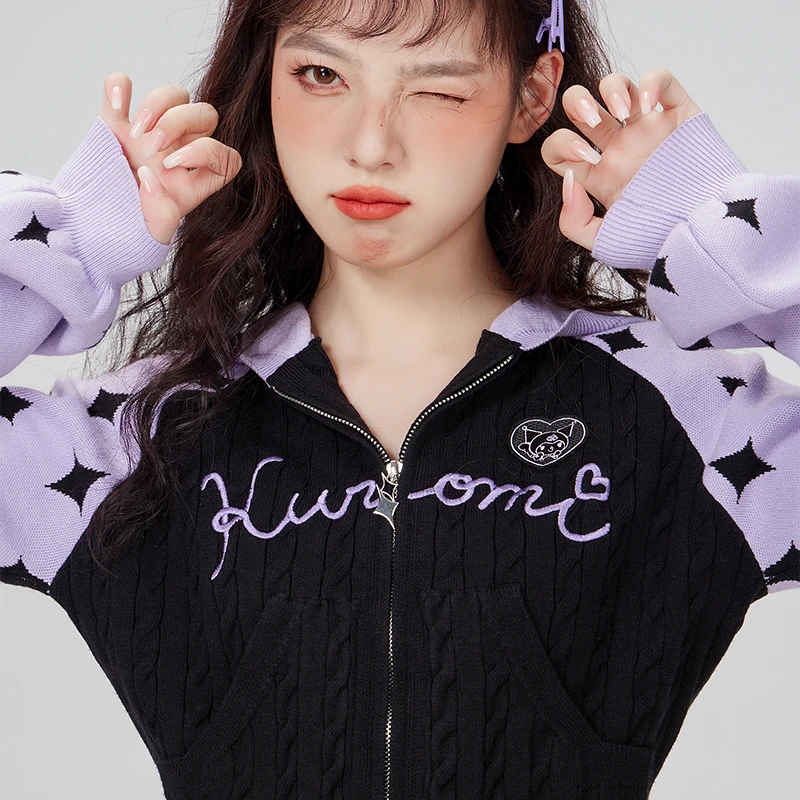 Sanrios Co-Branded Kuromi Jacket Women's Coat Spring Autumn Casual Cute Preppy Cinnamoroll Zipper Polyester Jacket
Sanrios Co-Branded Kuromi Jacket Women's Coat Spring Autumn Casual Cute Preppy Cinnamoroll Zipper Polyester Jacket