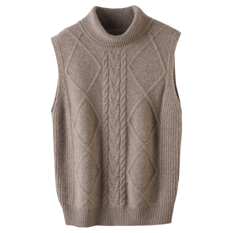 New cashmere vest in autumn and winter women's high-necked 100% pure wool pullover plus size warm knit bottoming vest
New cashmere vest in autumn and winter women's high-necked 100% pure wool pullover plus size warm knit bottoming vest