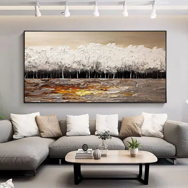 

New Handmade Oil Painting Abstract Forest Texture Wall Art Canvas Hanging Poster Living Room Sofa Decoration Salon Bedroom Mural