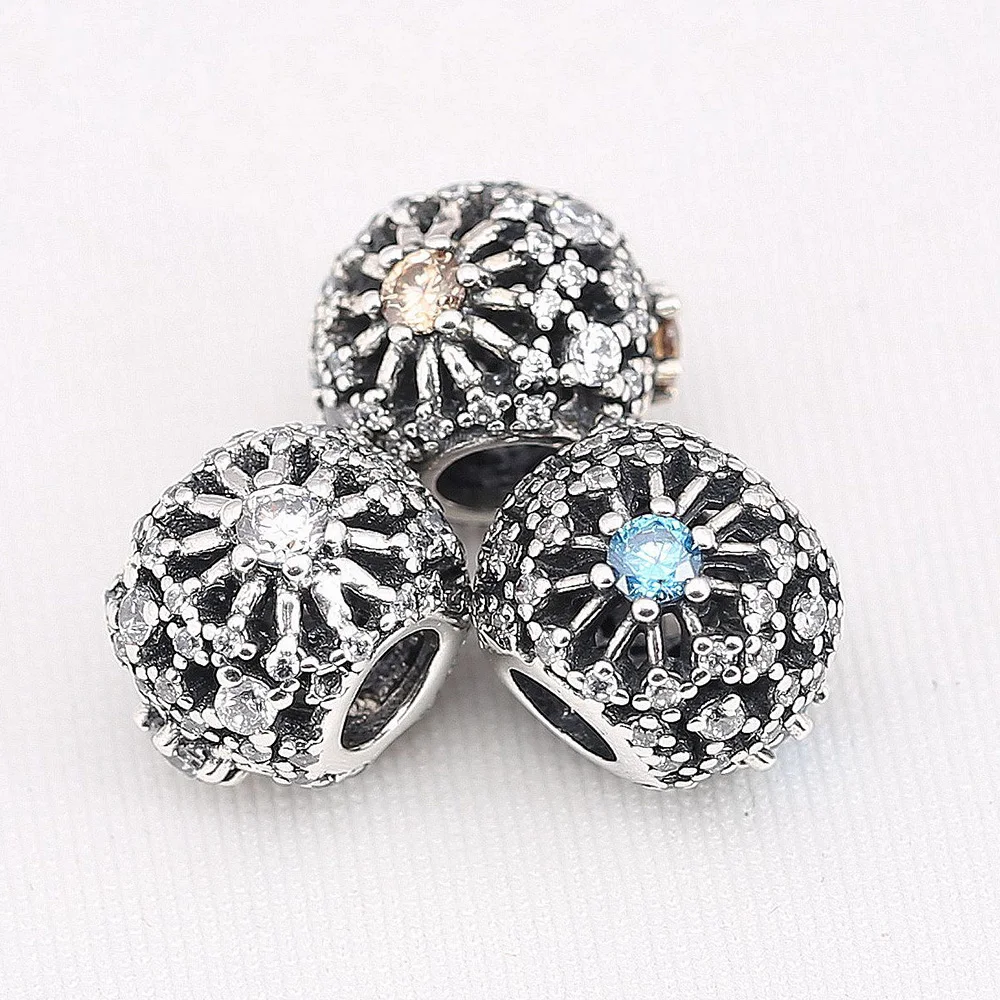 

Real 925 Sterling Silver Bead Disn Cinderel's Wish Openwork Snowflake Charm Fit Pandora Women Bracelet Bangle Gift DIY Jewelry