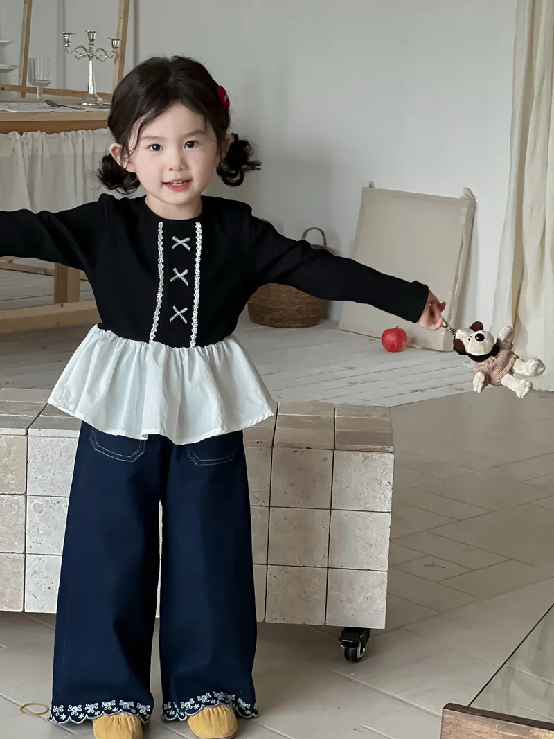 2025 Autumn New Children Denim Trousers Girls Sweet Flower Embroidery Jeans Kids Casual Pants Baby Girl Loose Straight Pants 6 Seebefa4d5a124b9689666caae121a675O