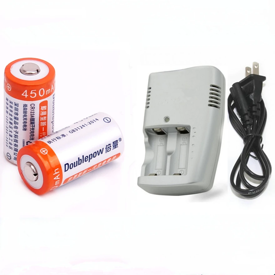 2PCS large capacity 450mAh 3V CR123A rechargeable battery LiFePO4 16340 lithium rechargeable battery+1PCS CR123A smart charger
2PCS large capacity 450mAh 3V CR123A rechargeable battery LiFePO4 16340 lithium rechargeable battery+1PCS CR123A smart charger