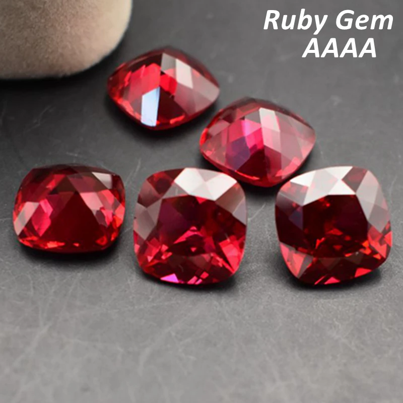 

Luxury Red Ruby Natural Mined 12x12mm 10.5Cts Sri-Lanka AAAAA+ Pigeon Red Ruby Cushion Cut VVS Loose Gem For Jewelry Making