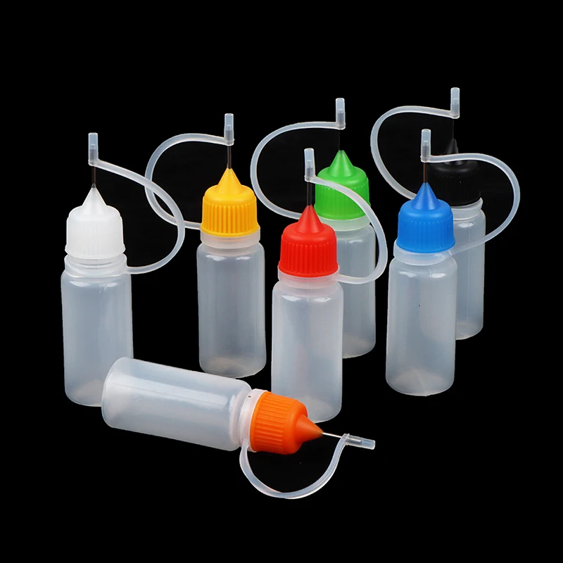 

5PCS 10ml Plastic Squeezable Needle Bottles Eye Liquid Dropper Sample Drop Can Be Glue Applicator Refillable Vail Glue Bottle