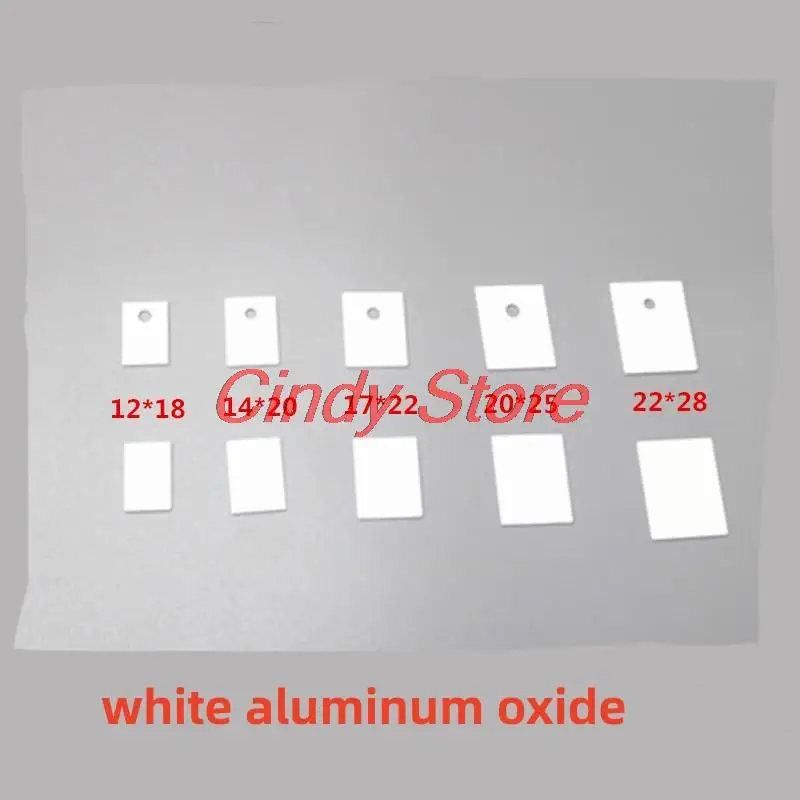 

TO-3P/220/247 12/14/17/20*18/20/22/25*0.6/1mm Hole Aluminum Oxide Alumina Insulation Thermal Conductive Ceramic Pad Gasket Sheet