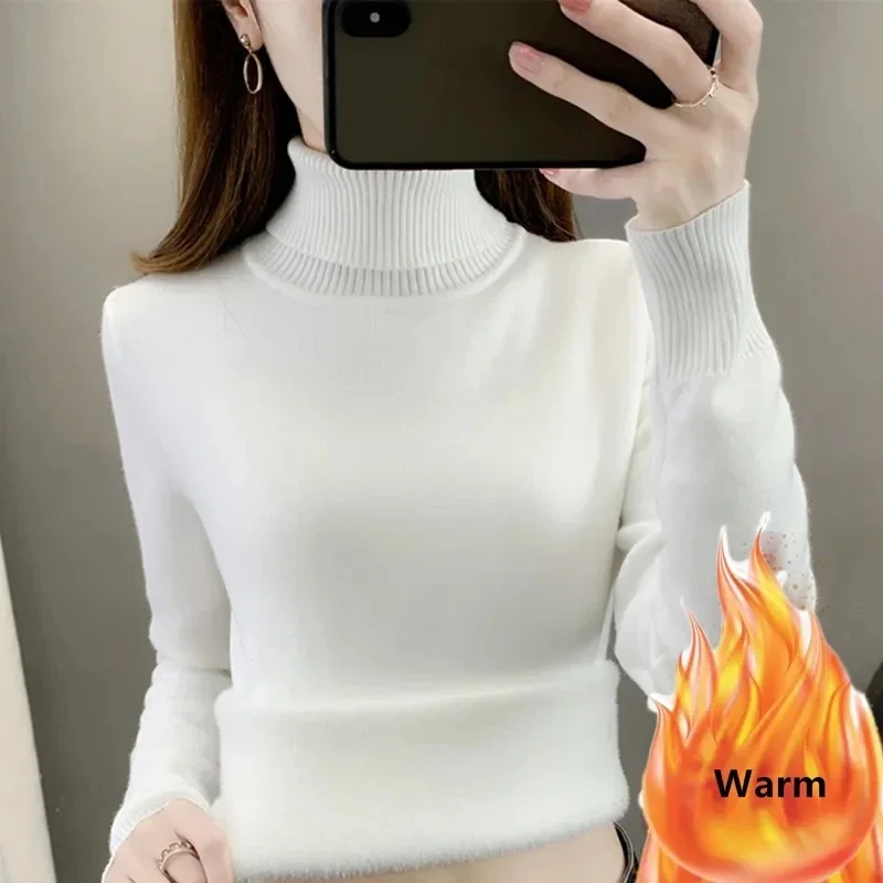 2023 Velvet Lined Warm Turtleneck Sweater Women Slim Thick Knitting Winter NEW Pullover Elastic Soft Tops Fall Plush Knitwear
2023 Velvet Lined Warm Turtleneck Sweater Women Slim Thick Knitting Winter NEW Pullover Elastic Soft Tops Fall Plush Knitwear