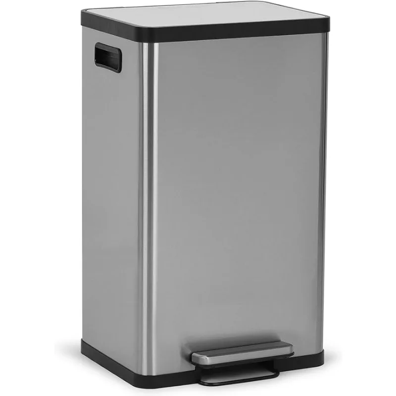50 Liter / 13.2 Gallon Soft-Close, Smudge Resistant Trash Can with Foot Pedal and Built in Filter- Stainless Steel, Sleek Finish
50 Liter / 13.2 Gallon Soft-Close, Smudge Resistant Trash Can with Foot Pedal and Built in Filter- Stainless Steel, Sleek Finish