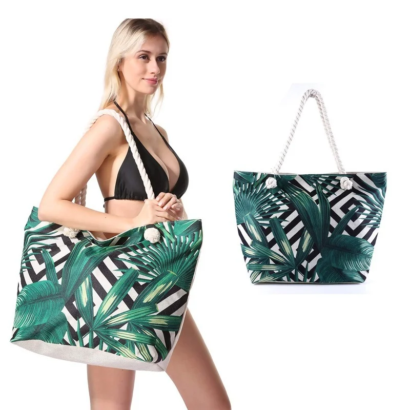 

New Large-capacity Storage Leaf Beach Bag Beach Bag Dry and Wet Separation Sports Fitness Lunch Bag Female Tote Bag with Zipper