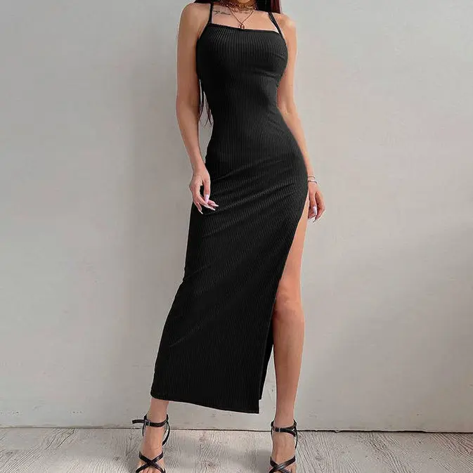 Summer Dress Women Backless Bandage Sexy Club Halter Neck Split Long Black Bodycon Dresses Birthday Ladies Casual Solid Color
Summer Dress Women Backless Bandage Sexy Club Halter Neck Split Long Black Bodycon Dresses Birthday Ladies Casual Solid Color