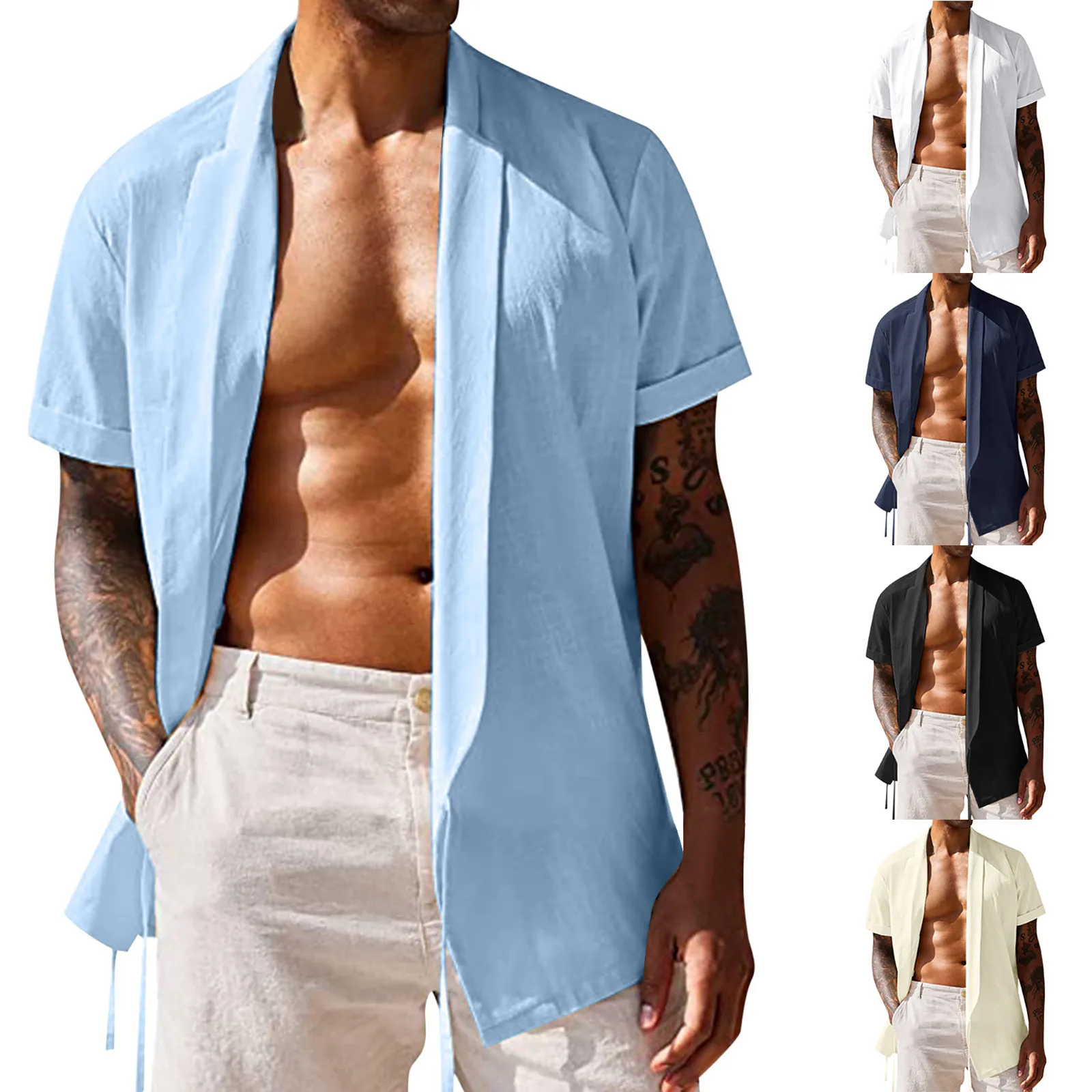 Mens Summer Solid Color Lace Linen Short Sleeve Shirt Cardigan Handsome Men Oversized Casual Shirt
Mens Summer Solid Color Lace Linen Short Sleeve Shirt Cardigan Handsome Men Oversized Casual Shirt