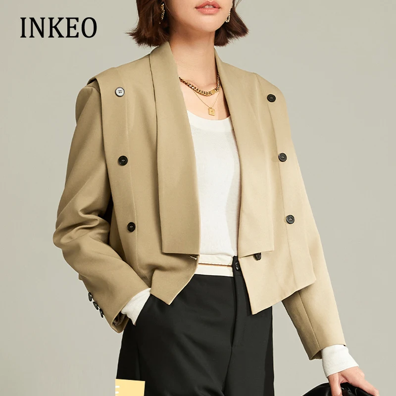 2022 Spring Double breasted Women blazer suit Fashion Long sleeve Female Crop jacket Coat Fall Ladies Clothing Sexy INKEO 2O001
2022 Spring Double breasted Women blazer suit Fashion Long sleeve Female Crop jacket Coat Fall Ladies Clothing Sexy INKEO 2O001