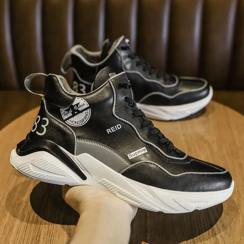 New sports casual leather shoes Natural cowhide trend with spring high-top shoes men's boots A1
New sports casual leather shoes Natural cowhide trend with spring high-top shoes men's boots A1