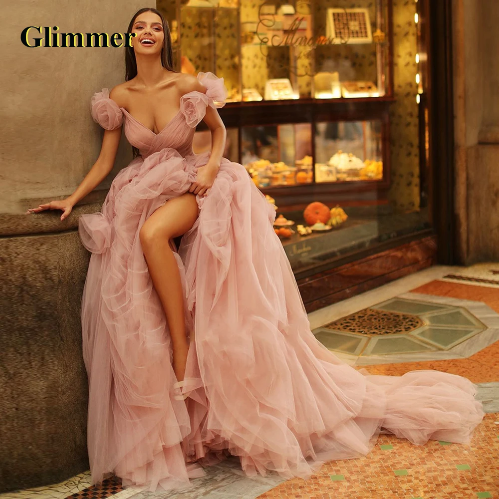 Glimmer Stylish V-neck Evening Gowns For Women Off The Shoulder Flowers Zipper Ball Gown Tulle Robes De Soirée Personalised
Glimmer Stylish V-neck Evening Gowns For Women Off The Shoulder Flowers Zipper Ball Gown Tulle Robes De Soirée Personalised