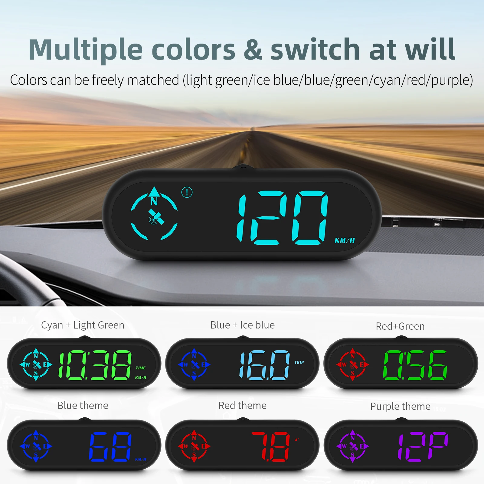 

G9 GPS Head-Up Display Car Speedometer KMH/MPH Compass Clock Fatigue Driving Reminder for All Car Electronics Accessories
