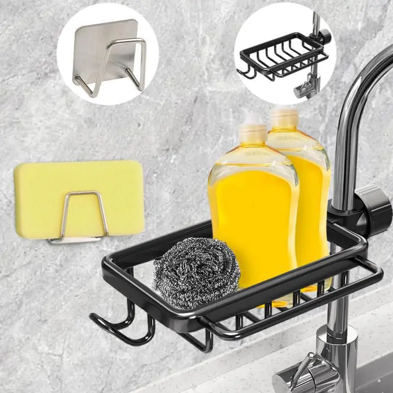 Kitchen Space Aluminum Sink Drain Rack Sponge Storage Faucet Holder Basket Organizer Bathroom Accessories Give Storage Rack Hook
Kitchen Space Aluminum Sink Drain Rack Sponge Storage Faucet Holder Basket Organizer Bathroom Accessories Give Storage Rack Hook