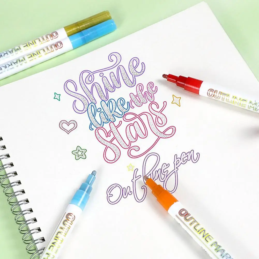 

Sparkling Gel Pens Glitter Highlighter Outline Marker Pen Set for Stunning Art Writing Scrapbooking 20 Pcs Smooth for Coloring