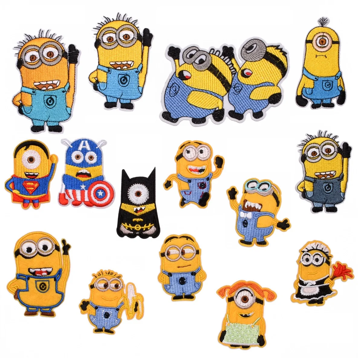 

10/15Pcs Cartoon Cute Little Yellow Man Clothing Embroidery ironing Patch stickers Child clothing T-shirt Backpack decor Badge