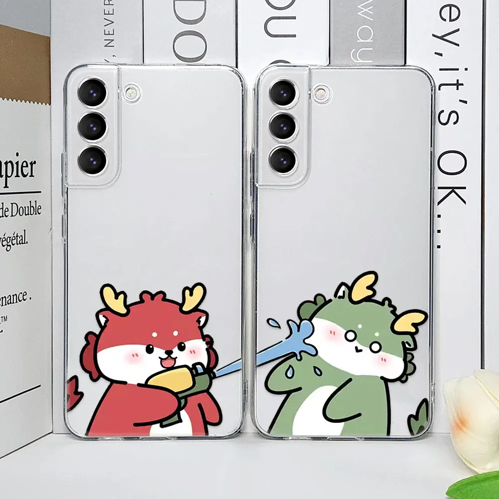 Cute Dinosaur Couple Paired Phone Case for Samsung Galaxy S25 S24 S23 FE S22 Plus S21 Ultra Transparent Lovers Cover Fundas Capa Cute Dinosaur Couple Paired Phone Case for Samsung Galaxy S25 S24 S23 FE S22 Plus S21 Ultra Transparent Lovers Cover Fundas Capa