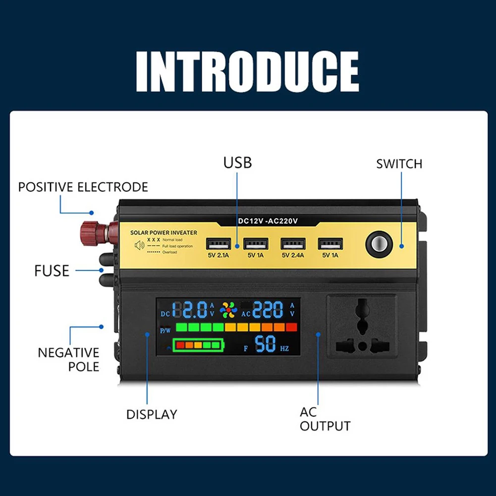 Solar Inverter Car Power Inverter Long Lasting Practical Pure Sine Wave Solar With Transformer Function 12V/24V-220V Light
Solar Inverter Car Power Inverter Long Lasting Practical Pure Sine Wave Solar With Transformer Function 12V/24V-220V Light