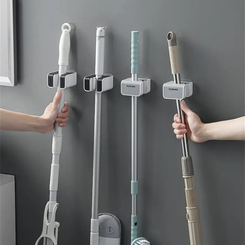 

Wall Mounted Mop Holder Bathroom Accessories No punching Multi-Purpose Kitchen Strong Mop Hanger Broom Holder Mop Racks