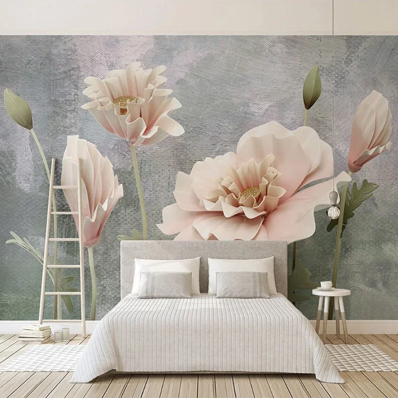 

Пользовательские фото обои стены искусства холст 3D стереоскопические Цветы Картина маслом современная спальня гостиная ТВ фон настенные фрески