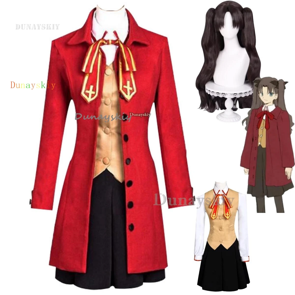 Anime Game Fate/stay Night Tohsaka Rin Cosplay Costume Red Devil Wig Red Coat School Uniforms Skirt Woman Kawaii Campus Suit
Anime Game Fate/stay Night Tohsaka Rin Cosplay Costume Red Devil Wig Red Coat School Uniforms Skirt Woman Kawaii Campus Suit