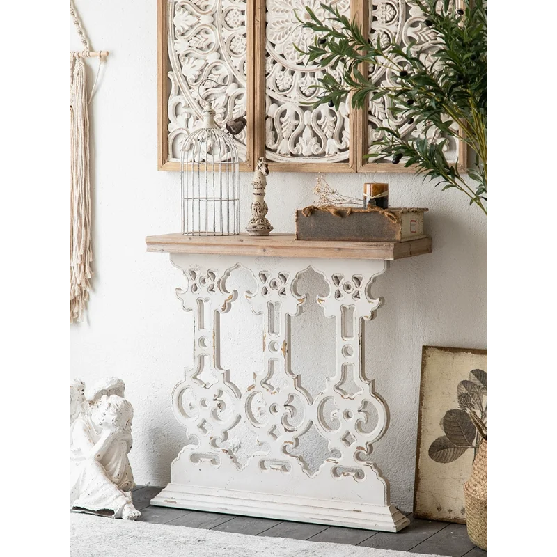 Custom-made French-style retro porch table, small narrow case, corridor side table, old wooden sofa back.
Custom-made French-style retro porch table, small narrow case, corridor side table, old wooden sofa back.