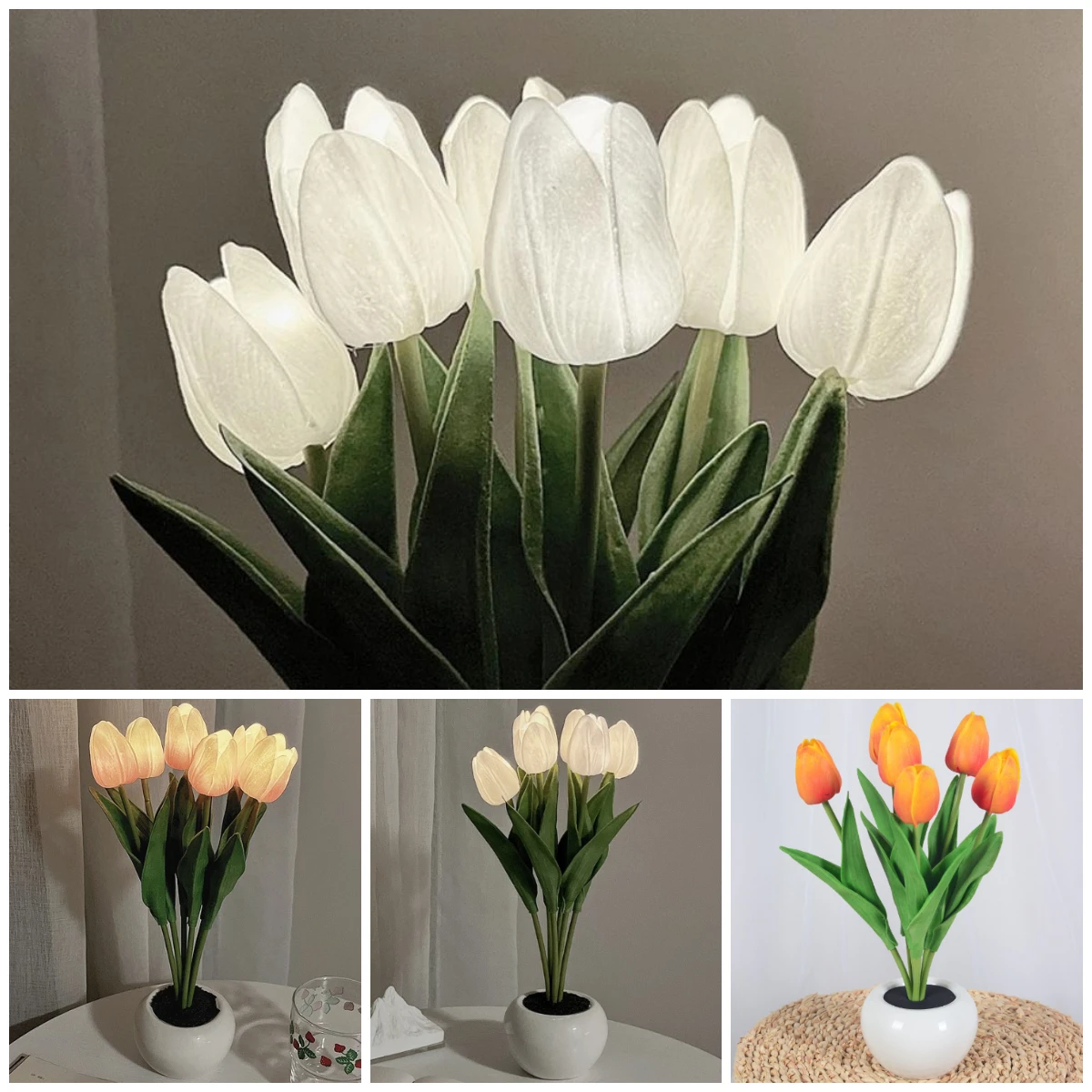 

Tulip Night Light Simulation Bouquet Bedroom Bedside Dormitory Decoration Atmosphere Lamp LED Table Night Lamp Girl Gift