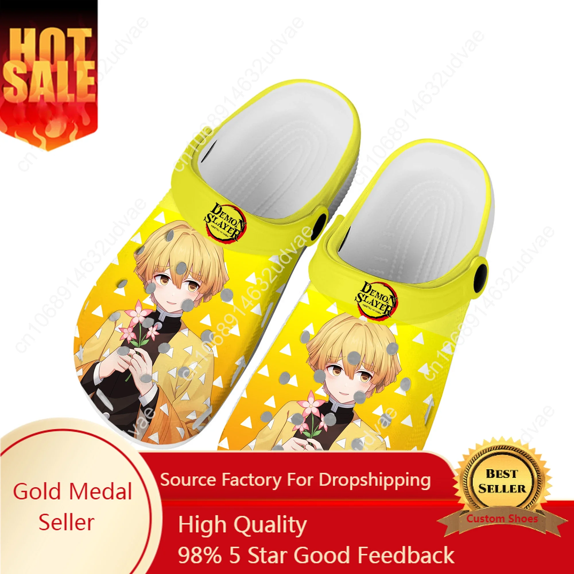 

Japan Anime Cartoon Agatsuma Zenitsu High Quality Home Clogs Custom Water Shoe Men Women Teenager Garden Clog Beach Hole Slipper