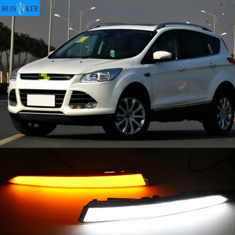 1Pair For Ford Kuga Escape 2013 2014 2015 2016 Daytime Running Light DRL LED Fog Lamp Cover With Yellow Turning Signal Functions
1Pair For Ford Kuga Escape 2013 2014 2015 2016 Daytime Running Light DRL LED Fog Lamp Cover With Yellow Turning Signal Functions
