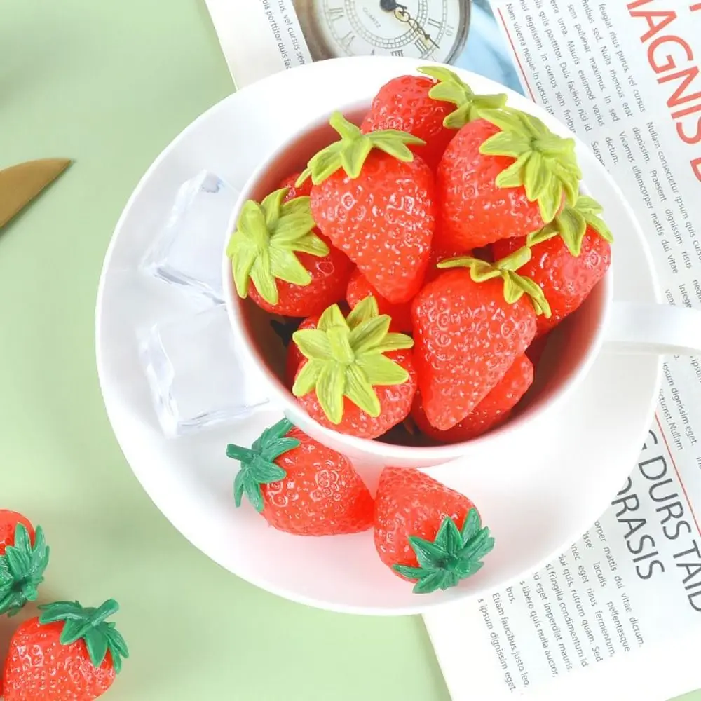 

Strawberry Simulation Strawberries Model Pretend Play PVC Artificial Strawberry Fake Cooking Toys Simulation Kitchen Toy Girls