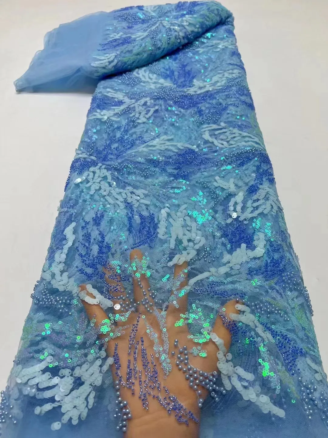 African Tulle Lace Blue Nigerian Sequins Lace Fabric 2023 High Quality Lace French Mesh Embroidery Lace for Women Wedding Fabric
African Tulle Lace Blue Nigerian Sequins Lace Fabric 2023 High Quality Lace French Mesh Embroidery Lace for Women Wedding Fabric