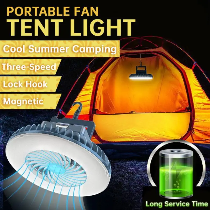

Многофункциональный водонепроницаемый вентилятор для палатки, портативная лампа для ночного рынка, уличный Вентилятор охлаждения
