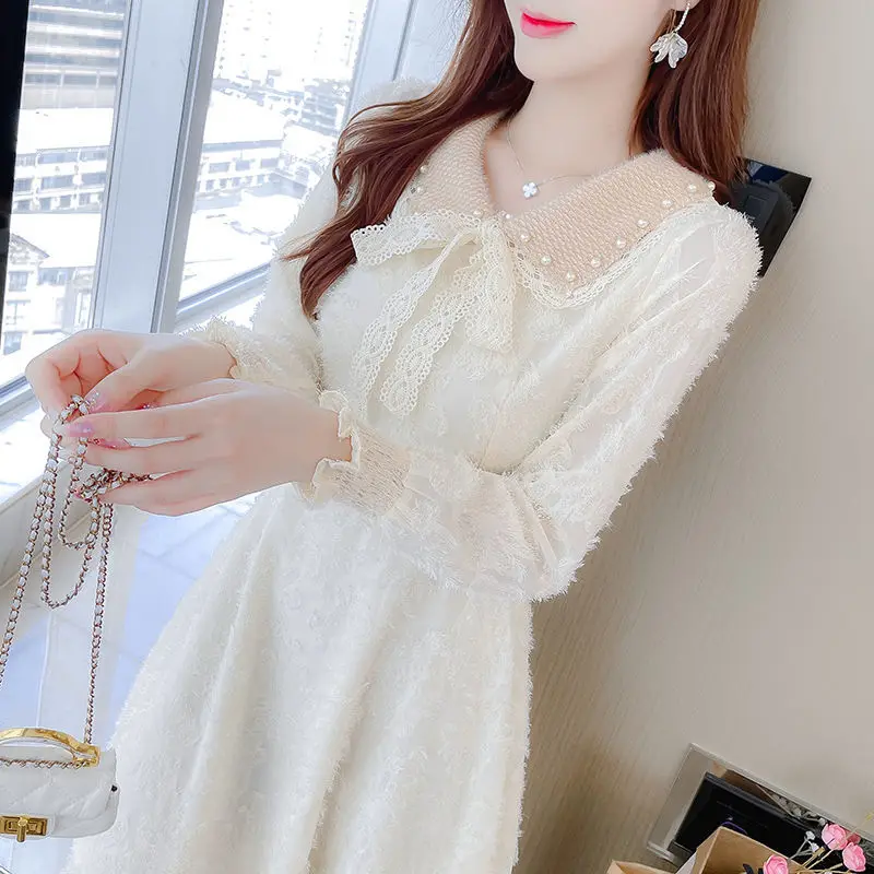 Autumn Winter Long Sleeve Party Midi Dress for Women Knitted Embroidered Short Elegant Peter Pan Collar Dresses Ladies T724 
Autumn Winter Long Sleeve Party Midi Dress for Women Knitted Embroidered Short Elegant Peter Pan Collar Dresses Ladies T724