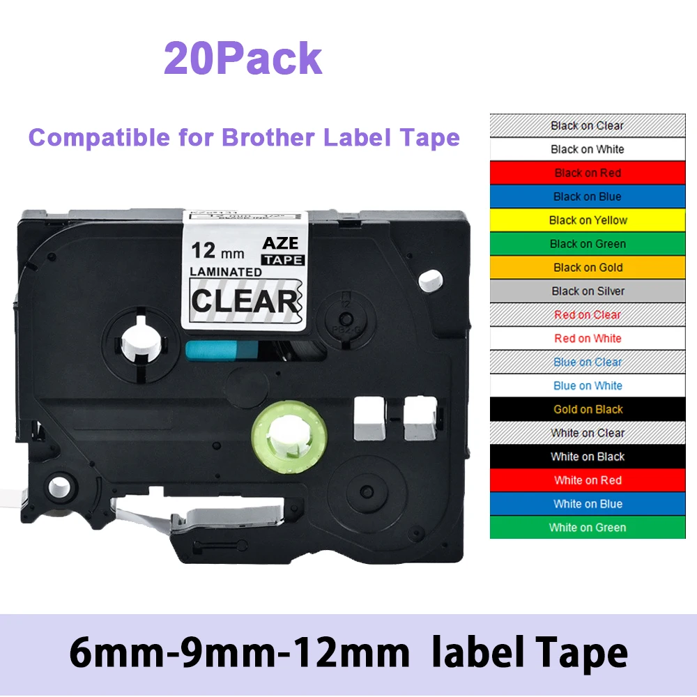 

Compatible for brother 12mm laminated label tape tze231 tze 231 tze-231 tz231 tz-231 131 631 335 for brother label maker