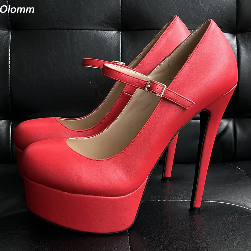 

Женские туфли-лодочки ручной работы Olomm, весенние сексуальные туфли на шпильках с круглым носком, красивые красные, черные туфли для ночного клуба, Женская обувь в американском стиле 5-20