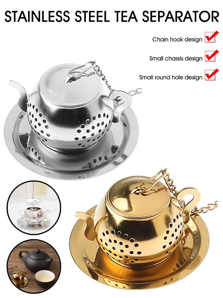 

Tea Infuser with Lid & Tray Stainless Steel Tea Infuser Strainer Herb Spice Loose Leaf Filter Teaware Teapot Accessories