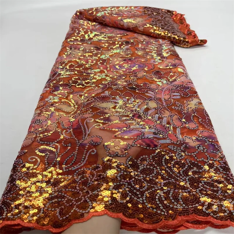 Nigerian Lace Fabric 2024 Orange High Quality Lace Embroidery French Tulle African Sequins Lace Fabric 5Yard for Wedding Dress
Nigerian Lace Fabric 2024 Orange High Quality Lace Embroidery French Tulle African Sequins Lace Fabric 5Yard for Wedding Dress