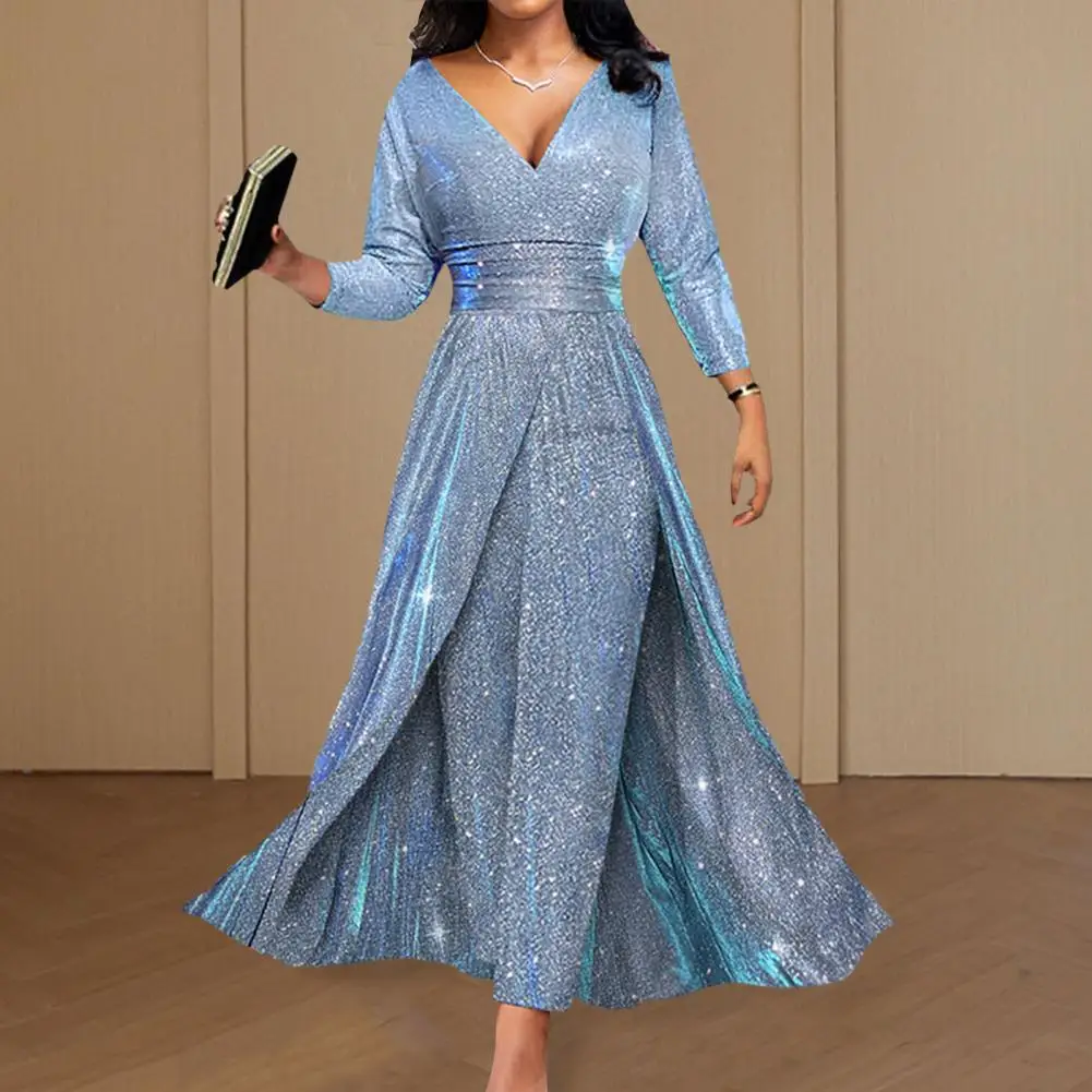 Jumpsuits Women Double Side Sequins Gown Jumpsuit Deep V-neck Long Sleeve High Waist Sexy Romper Large Hem Banquet Playsuit
Jumpsuits Women Double Side Sequins Gown Jumpsuit Deep V-neck Long Sleeve High Waist Sexy Romper Large Hem Banquet Playsuit