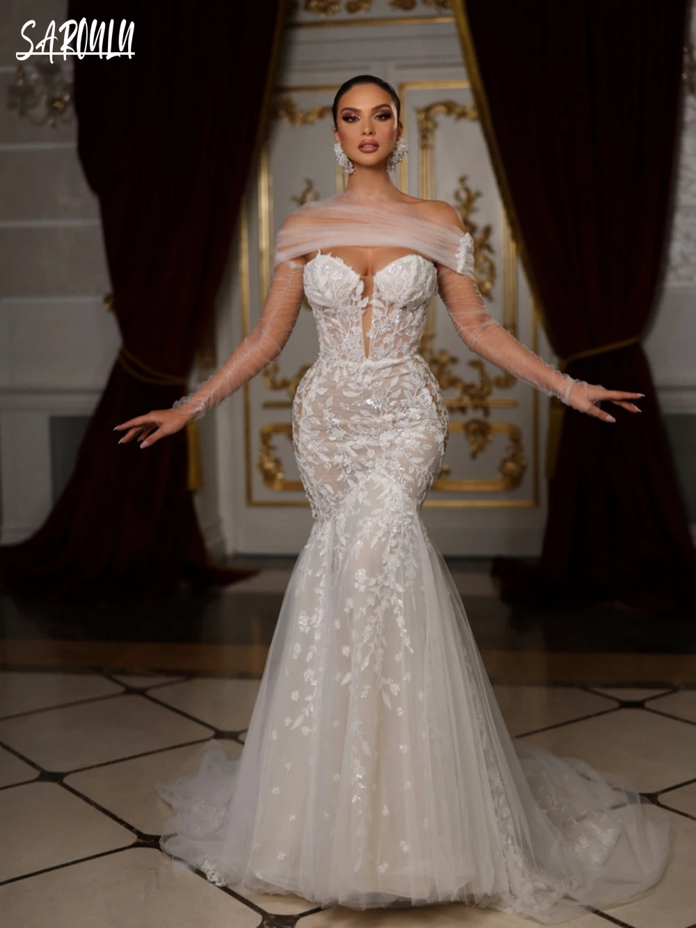 Sparkly Sweetheart Neck Weeding Dress Appliques Sequins Bride Robe Elegant Mermaid Bridal Dresses Vestidos De Novia
Sparkly Sweetheart Neck Weeding Dress Appliques Sequins Bride Robe Elegant Mermaid Bridal Dresses Vestidos De Novia