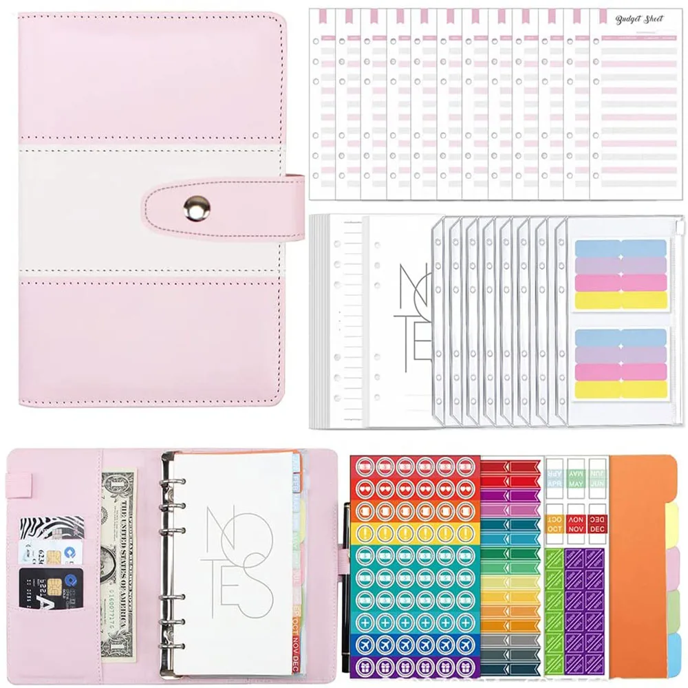 A6 PU Leather Notebook Budget Binder,Refillable 6 Ring Money Saving Loose Leaf Bag Cash EnvelopeS for Planner Personal Organizer
A6 PU Leather Notebook Budget Binder,Refillable 6 Ring Money Saving Loose Leaf Bag Cash EnvelopeS for Planner Personal Organizer