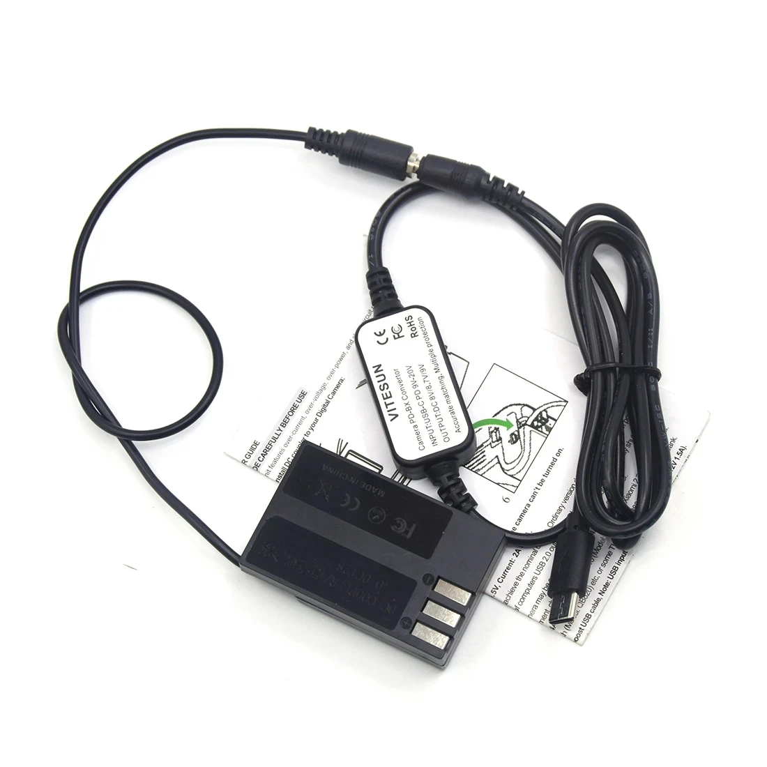 

USB-C to DC Cable D-LI109 Dummy Battery D-DC128 DC Coupler for Pentax K-70 K-50 K-30 K-R K-2 K-S1 K-S2