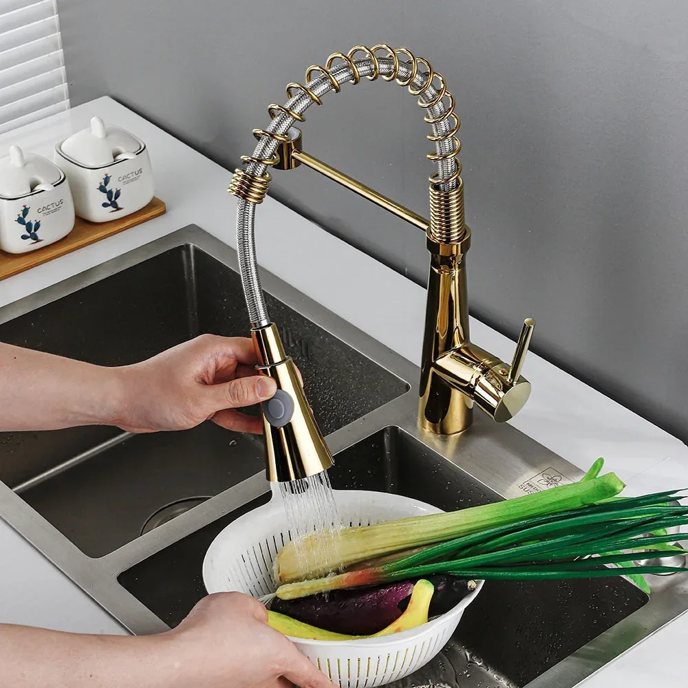 Kitchen Sink Vegetable Basin Hot and Cold Faucet Spring Copper Pull-out Faucet with Shower Head Rotatable
Kitchen Sink Vegetable Basin Hot and Cold Faucet Spring Copper Pull-out Faucet with Shower Head Rotatable