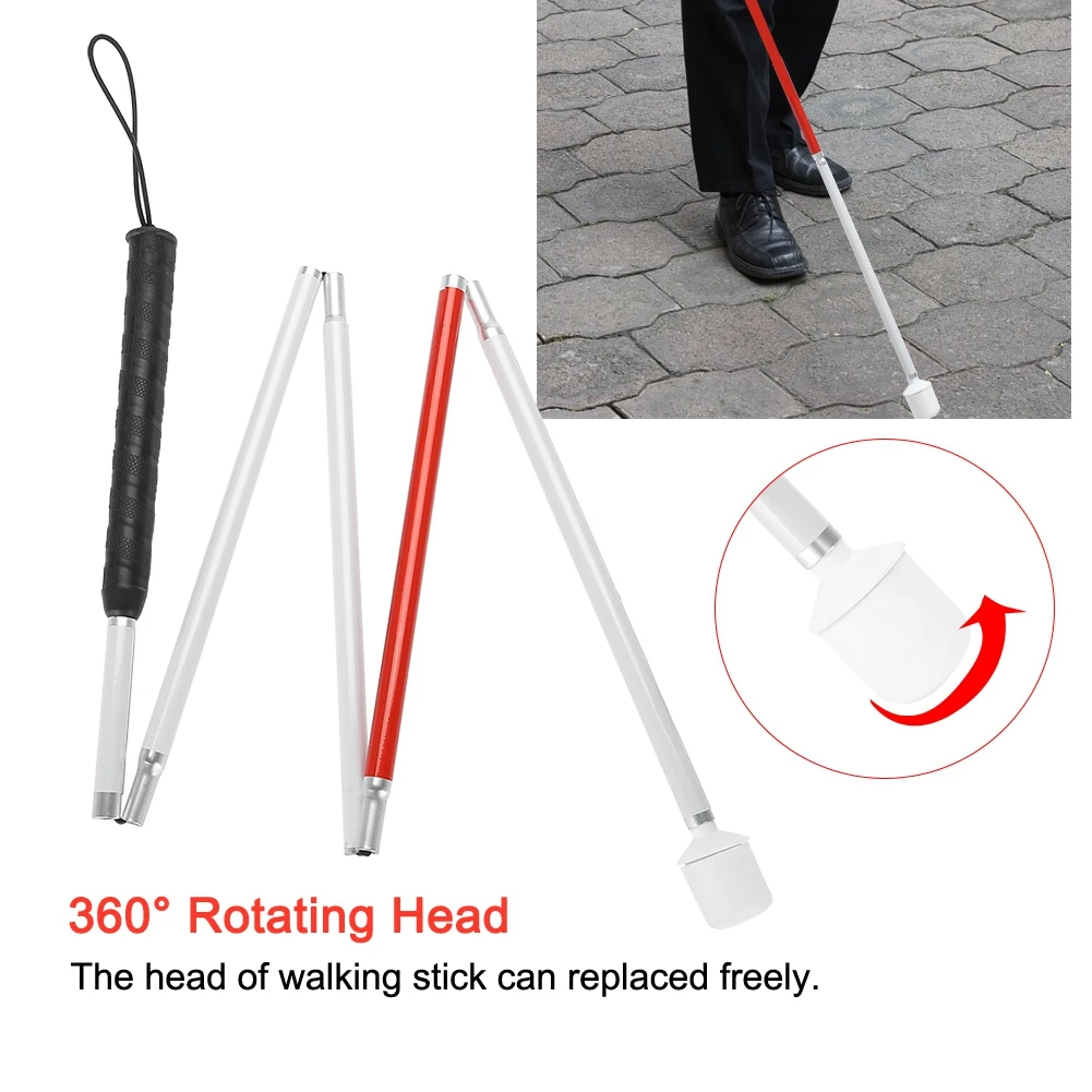 

Stick Hiking Trekking Pole Trail Aluminum Alloy Reflective Stick Guide Blind Walking Stick 5 Section Folding Cane Elderly Crutch