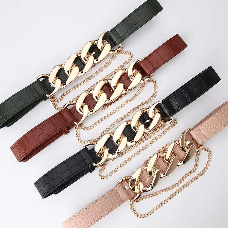 Women's belt, European and American trendy punk exaggerated chain belt, matching clothing belt, fashionable pants belt
Women's belt, European and American trendy punk exaggerated chain belt, matching clothing belt, fashionable pants belt