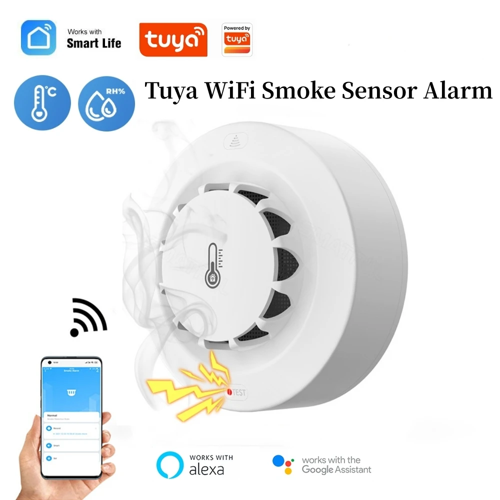 Tuya Wifi Smart Smoke Alarm Fire Temperature And Humidity Detection Hygrometer For Alexa Google Home Security System Firefighter
Tuya Wifi Smart Smoke Alarm Fire Temperature And Humidity Detection Hygrometer For Alexa Google Home Security System Firefighter