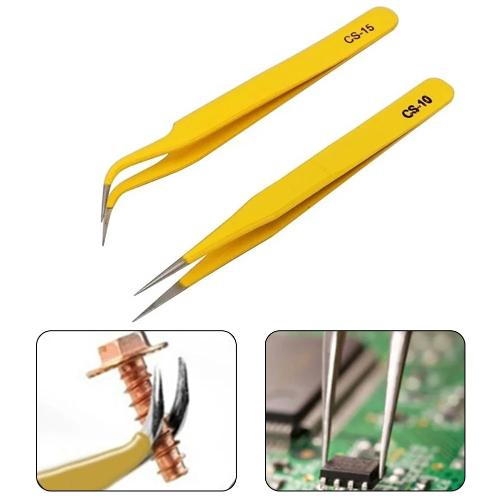 2pcs Electronics Industrial Tweezers Precision Anti-static Curved Straight Tip Stainless Forceps Phone Repair Hand Tools
2pcs Electronics Industrial Tweezers Precision Anti-static Curved Straight Tip Stainless Forceps Phone Repair Hand Tools