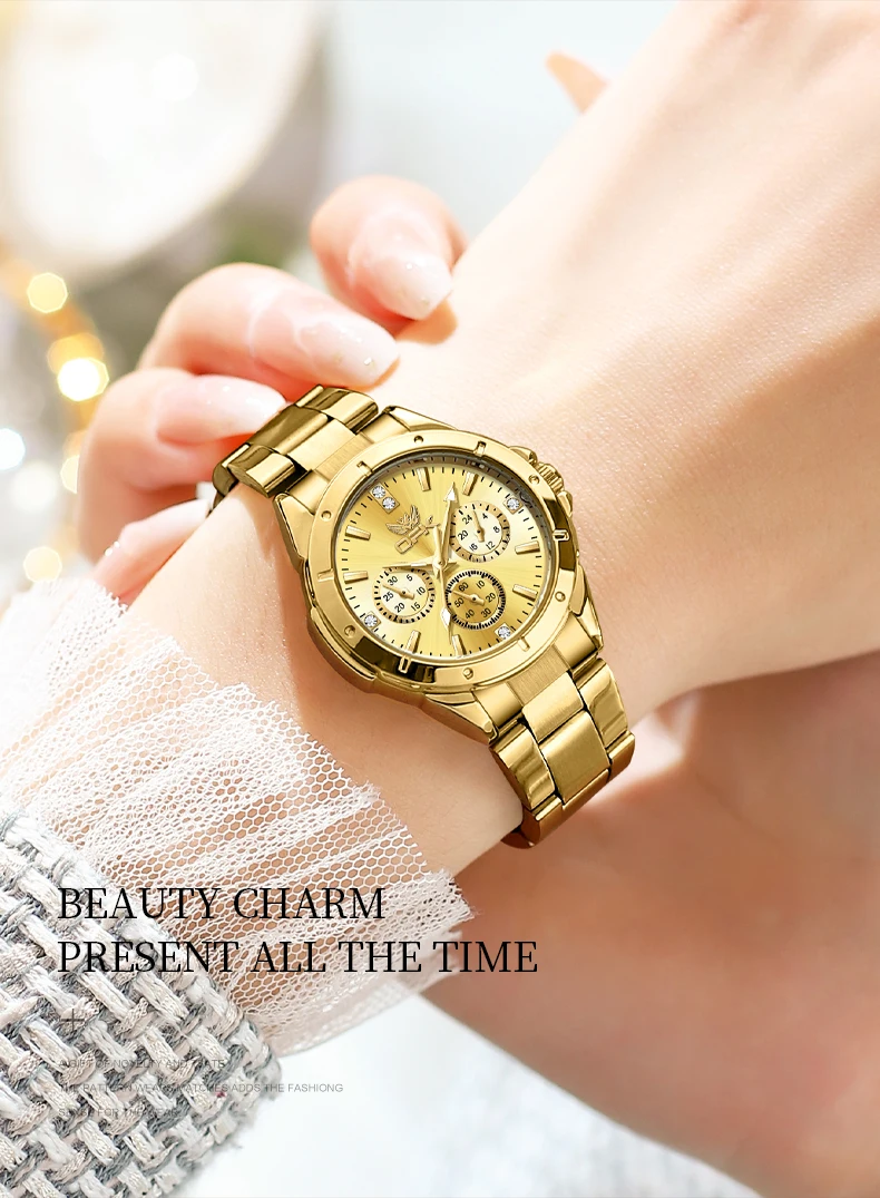 OPK Quartz Watch for Women Multi functional Dial Stainless steel Strap Ladies Hand Clock OPK Quartz Watch for Women Multi functional Dial Stainless steel Strap Ladies Hand Clock
